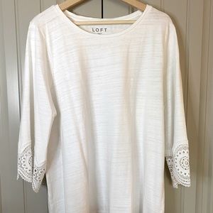 Loft Women’s White Knit Lace Top